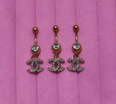 Gold Double CC Belly Ring