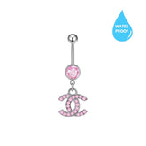 PRE ORDER Pink Double CC Belly Ring