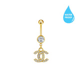 Gold Double CC Belly Ring