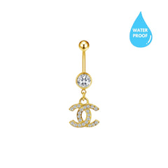 Gold Double CC Belly Ring