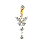 Gold Butterfly Clip On Belly Ring
