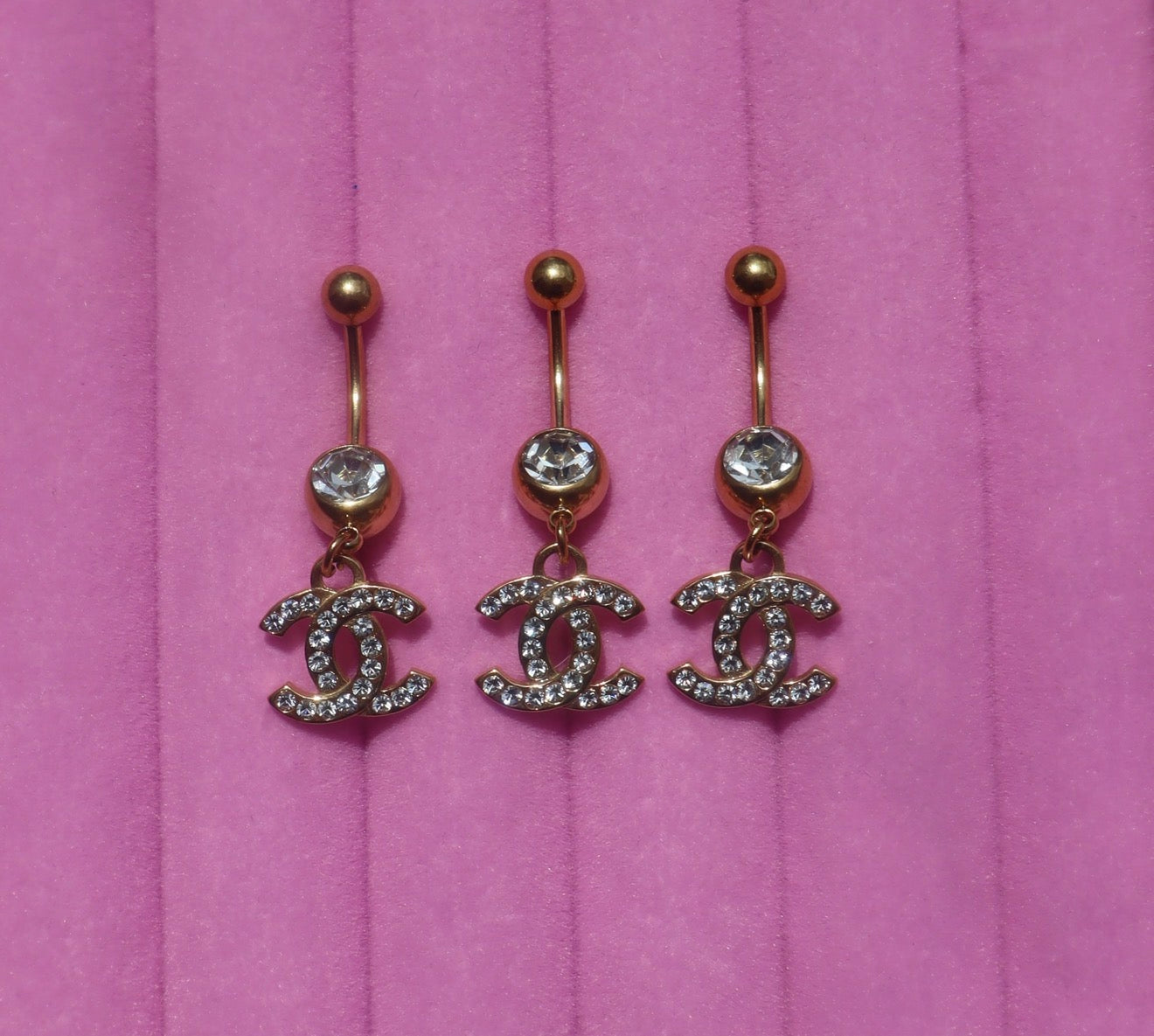 Gold Double CC Belly Ring