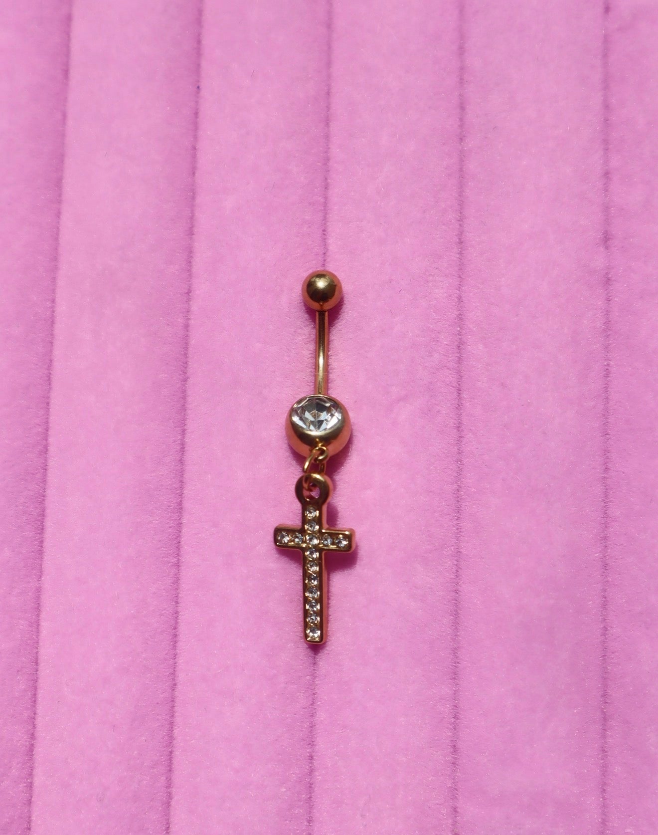 Gold Cross Belly Ring