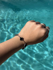 Black Silver Clover Bracelet