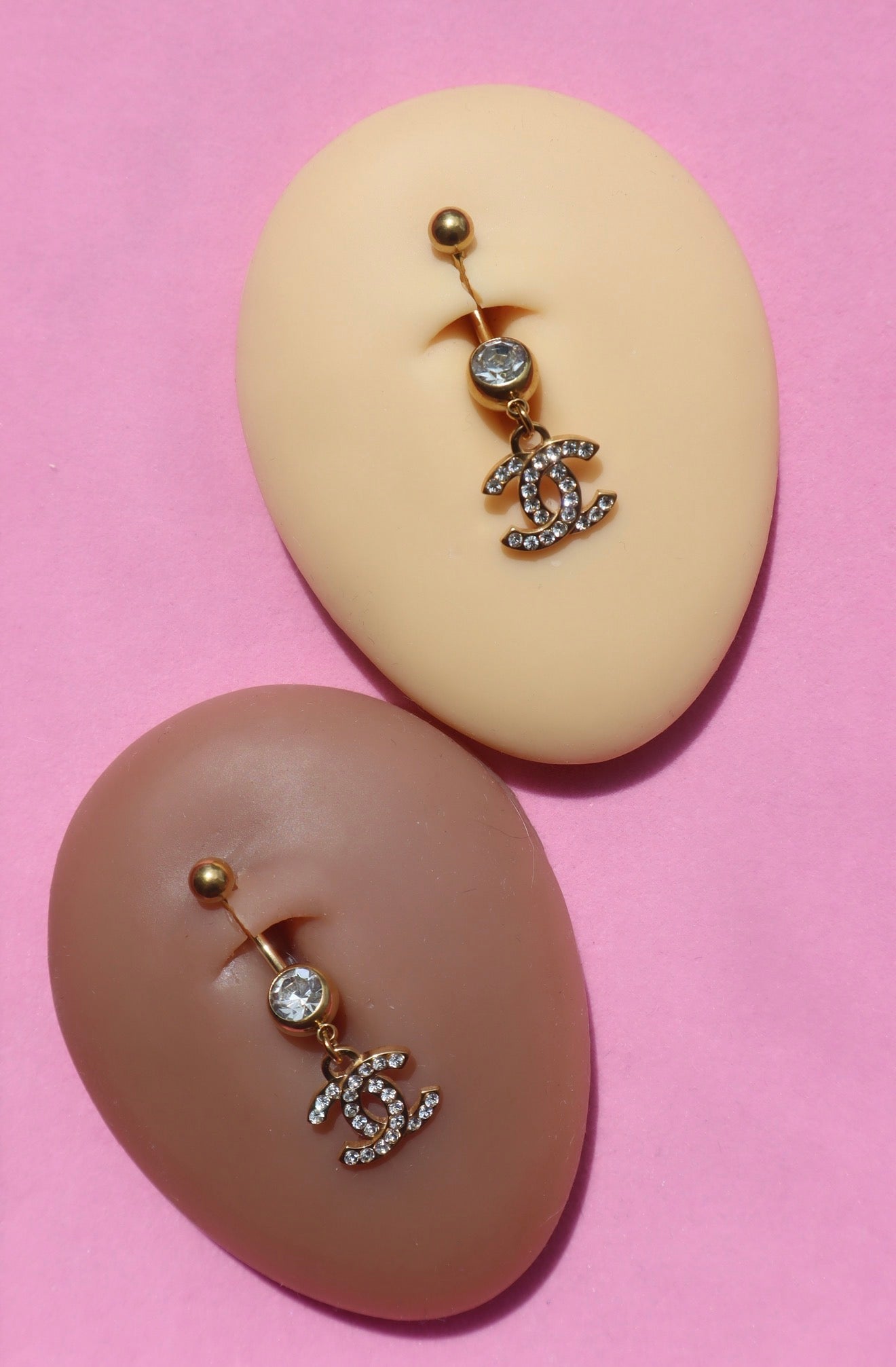 Gold Double CC Belly Ring