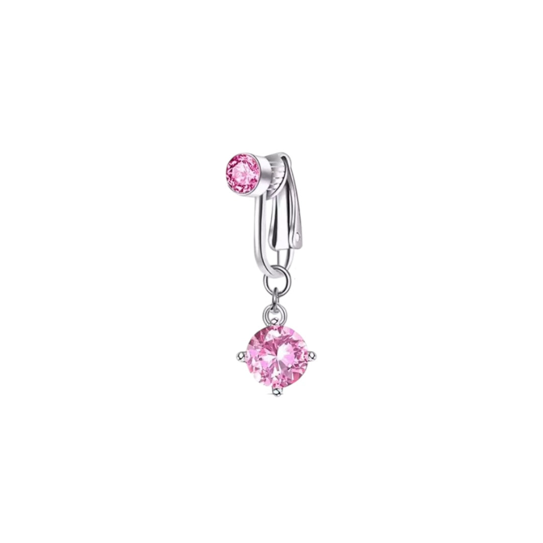 Pink Basic Clip On Belly Ring