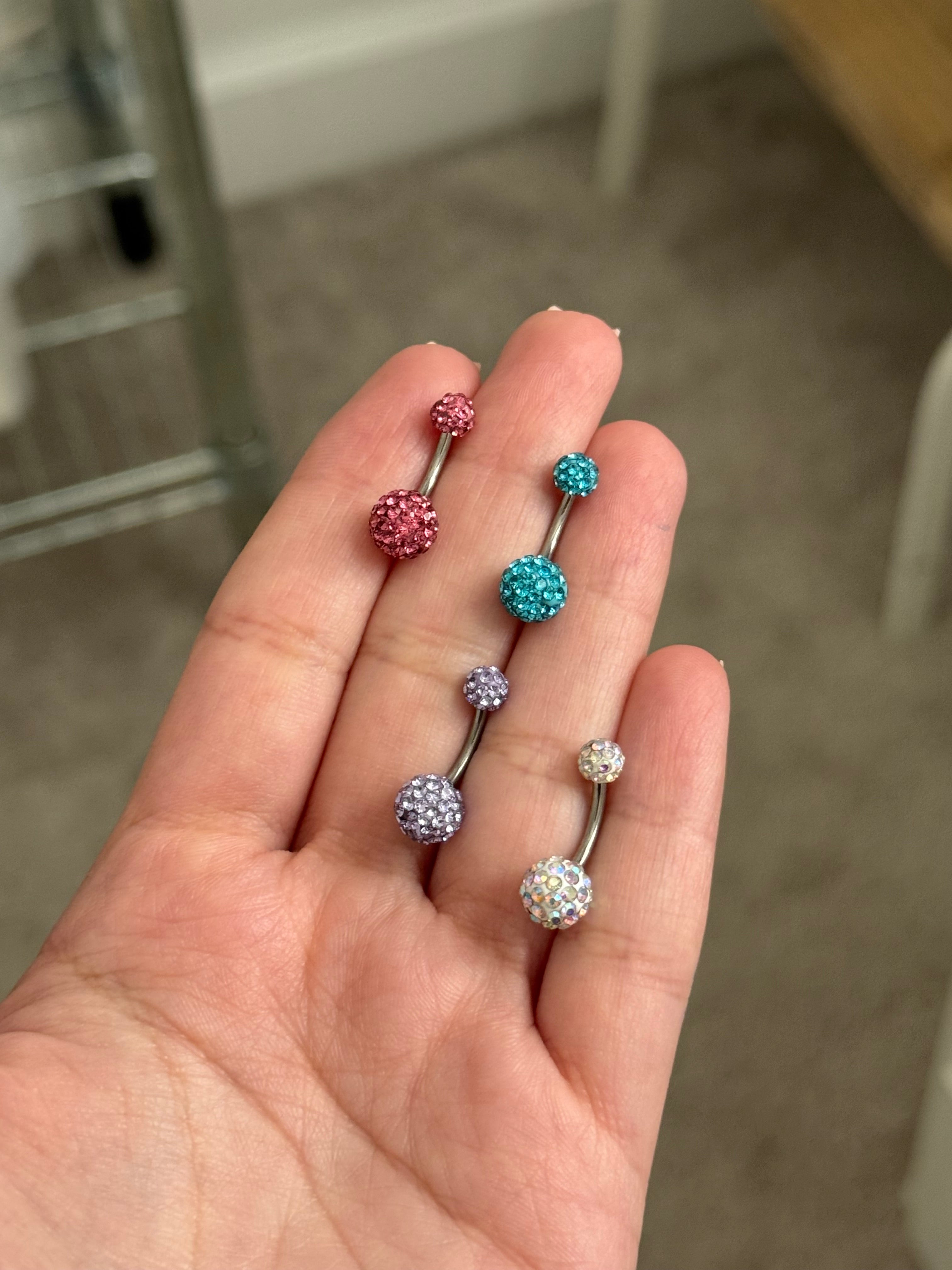 Titanium Bedazzled Belly Ring