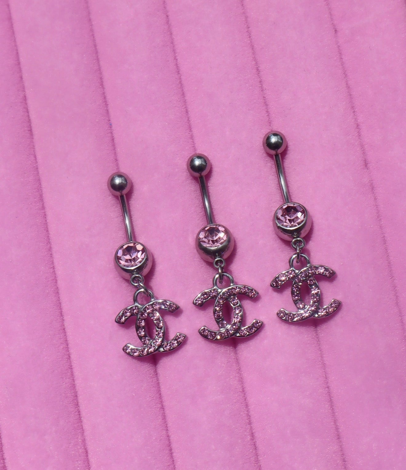 PRE ORDER Pink Double CC Belly Ring