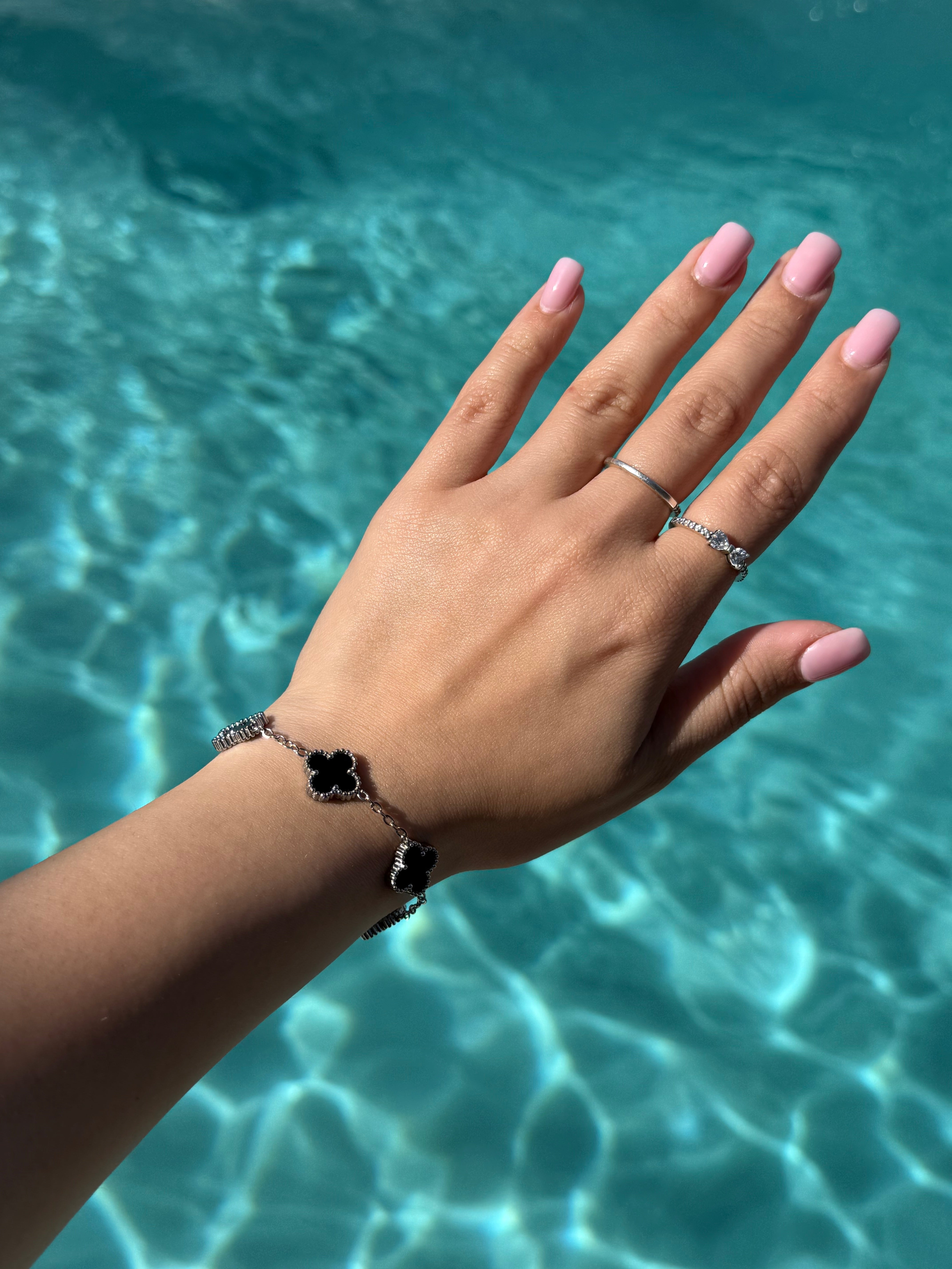 Black Silver Clover Bracelet