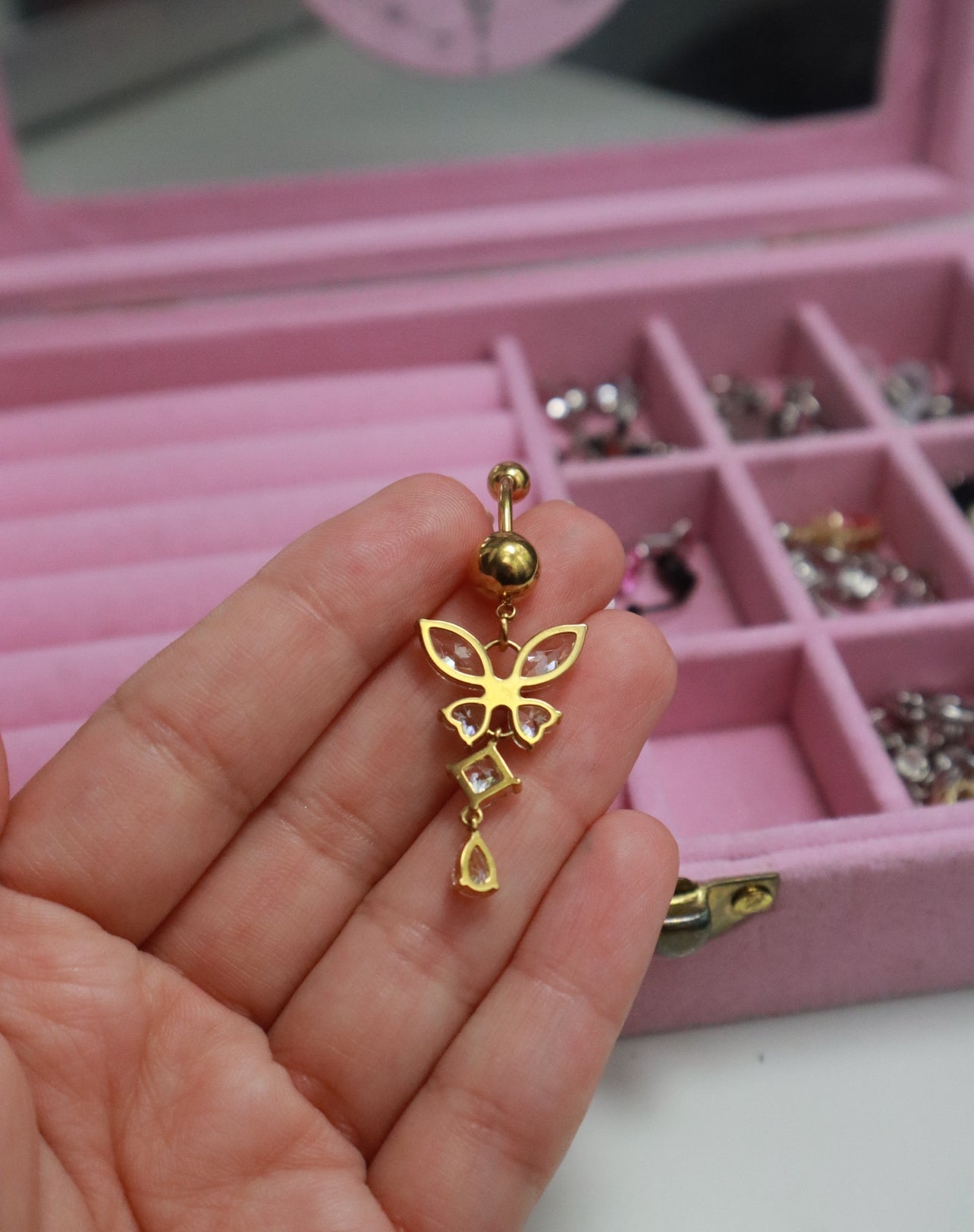Gold Butterfly Belly Ring