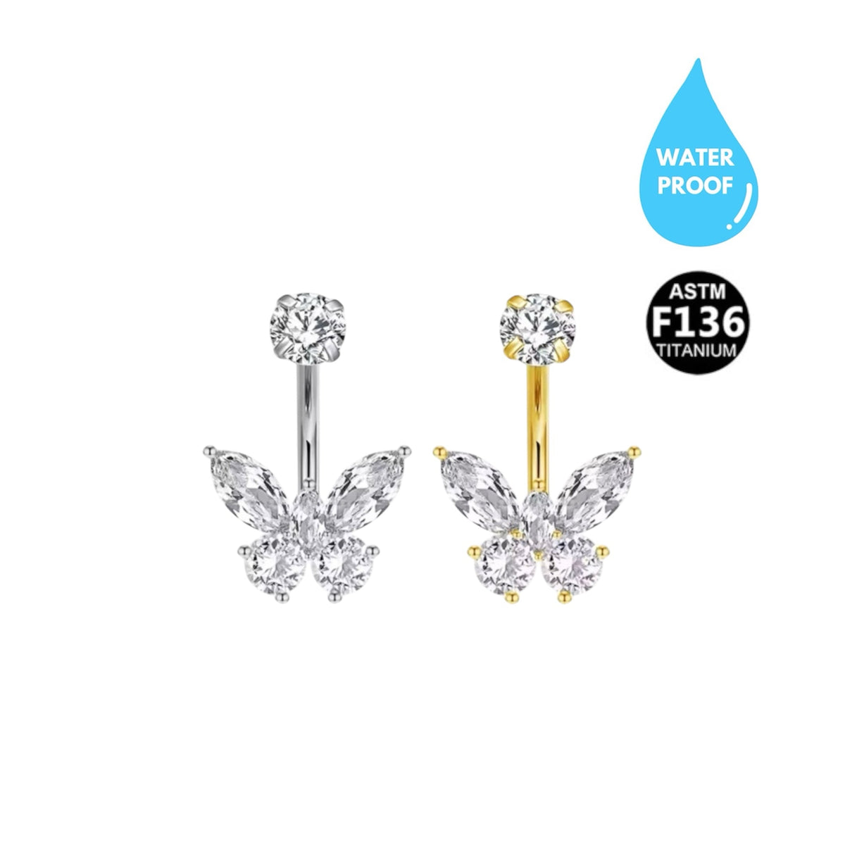 Titanium Butterfly Belly Ring