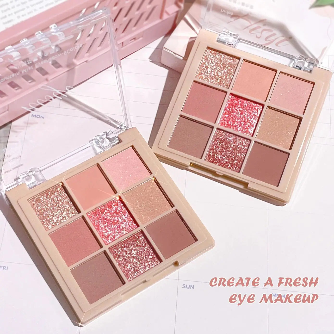 Brown Coral Gold Eyeshadow Palette 9 Shades